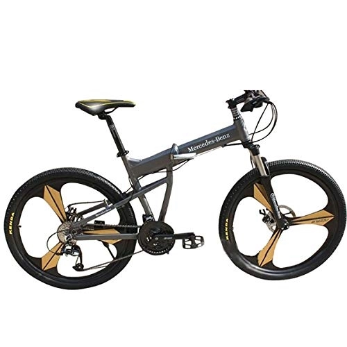 Plegables : PXQ Bicicleta de montaña Plegable 21 / 27 velocidades Freno de Disco Apagado-Bicicleta de Carretera 26 Pulgadas Adultos Bicicletas de aleación de Aluminio con Amortiguador de la suspensión, Gray, 27S