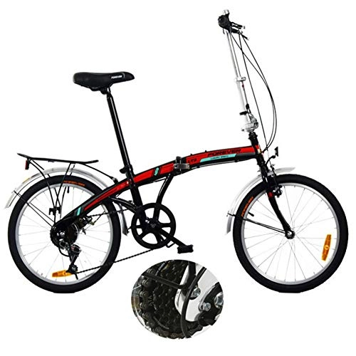 Plegables : Qhxxtxjis Adulto Bicicleta Plegable, Estudiante 7 Velocidad De La Bicicleta De Instalacin Libre, Doble Freno De Disco Pequea Bicicleta Porttil Ultra-Luz De Repisa para Adolescentes, Rojo