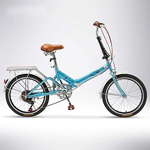 Plegables : QIANG Bicicleta Plegable Adulto 20 Pulgadas 6 Velocidad Estudiante Bicicleta Bicicleta Coche Plegable, Blue