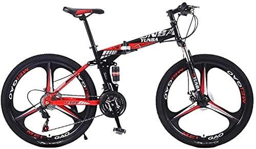 Plegables : Qianglin Bicicleta Plegable para Adultos, Bicicleta de montaña Plegable de 24 / 26 Pulgadas para Hombres y Mujeres, 21-30 velocidades, Freno de Disco, Horquilla de suspensión bloqueable, Negro