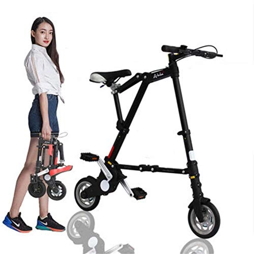 Plegables : QINYUP Estrenar Ultra Light 8" Mini Bicicleta Plegable Bicicleta portátil al Aire Libre tránsito de vehículos de Metro Plegable, Negro
