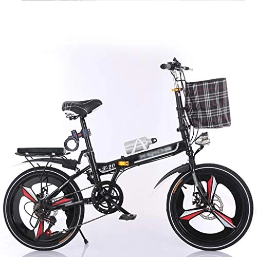 Plegables : QIYINGYING Plegable Bicicleta nios Adultos Ultra Ligero porttil Velocidad Hombres y Mujeres Estudiantes Bicicleta Mini pequeo Blanco Negro Durable 20 Pulgadas
