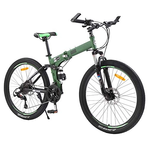 Plegables : QYCloud Bicicleta de Frenos de Disco Doble para Bicicleta de montaña, Bicicleta Plegable Ligera, Bicicleta de Asalto para Adultos, Hombres y Mujeres, Acero de Alto Carbono de 24 velocidades