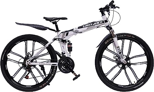 Plegables : RainWeel Bicicleta de montaña MTB de 26 pulgadas plegable para adultos con doble bicicleta de montaña plegable de 21 marchas, freno de disco