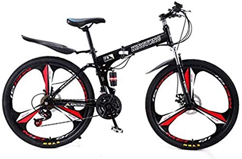 Plegables : RDJSHOP Bicicleta Plegable para Adultos, Bicicleta de Montaña de 24 / 26 Pulgadas con Freno de Disco Doble 21 Velocidades Estructura de Acero con Alto Contenido de Carbono, 24inch Black