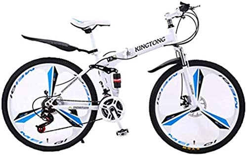 Plegables : RDJSHOP Bicicleta Plegable para Adultos, Bicicleta de Montaña de 24 / 26 Pulgadas con Freno de Disco Doble 21 Velocidades Estructura de Acero con Alto Contenido de Carbono, 24inch White