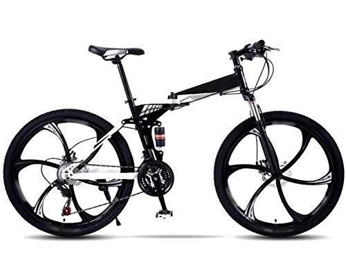 Plegables : RENXR Plegable Bicicletas, 27-Zoom Speed Doble Disco Bicicletas De Doble Suspensión 24 Pulgadas De Cercanías Ligero Fuera del Camino Velocidad Variable Bicicleta Plegable, Negro