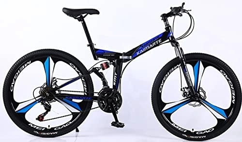 Plegables : Retro Bicicletas Plegables Estudiante Unisex Bicicleta De Montaña Plegable, Marco De Acero De Alto Carbono, 21 Velocidades Absorción De Impacto Bicicletas Urbanas blue, 26 inches