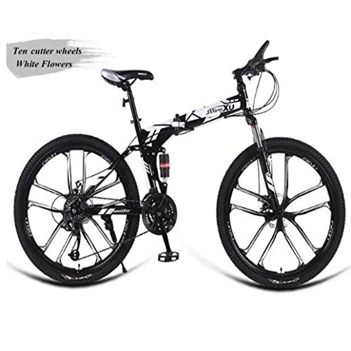Plegables : RPOLY Bicicleta de montaña, Bici Plegable Bicicleta Plegable / Unisex Excelente para Montar a Caballo y los desplazamientos urbanos, White_26 Inch