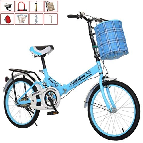 Plegables : RPOLY Bicicleta Plegable / Unisex, Folding Bike, la absorción de Choque Trasero, Ideal para Montar a Caballo Urbana y los desplazamientos, Blue_20inch