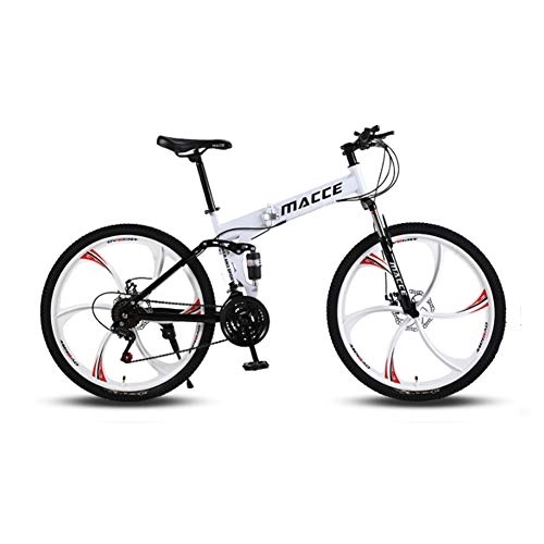 Plegables : RR-YRL 26 Pulgadas de Bicicletas Plegable para Adultos, Bicicleta de montaña, 27 de Cambio de Velocidad, Cuadro de Carbono de Acero, Doble absorción de Impactos, White 21 Speed
