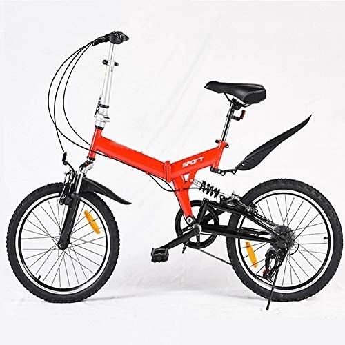 Plegables : RR-YRL Bicicleta Plegable de 20 Pulgadas portátil, Estudiante Femenino de Bicicletas Plegables, con Amortiguador de Bicicletas, 4 Colores, Rojo