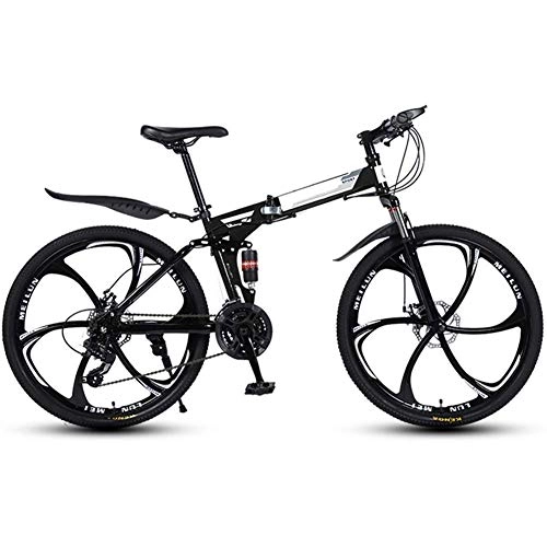 Plegables : RTRD Bicicleta de montaña Plegable, Bicicleta de suspensión Completa de 24 velocidades, Frenos de Disco para Hombre de 26 Pulgadas con Marco de Acero de Alto Contenido de Carbono Plegable