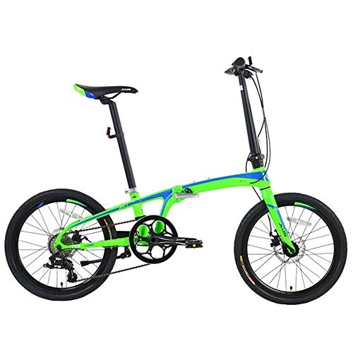 Plegables : S.N S Bicicleta Plegable Marco de Aluminio Frenos de Doble Disco Amortiguador Bicicleta 8 Velocidad 20 Pulgadas