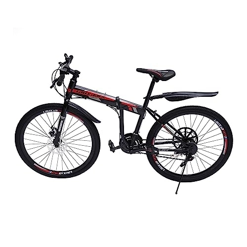 Plegables : SABUIDDS Bicicleta de Montaña de 26 Pulgadas con Suspensión Completa Bicicleta Plegable de 21 Marchas Bicicleta de Montaña Plegable Fully MTB para Mujeres y Hombres, Negro