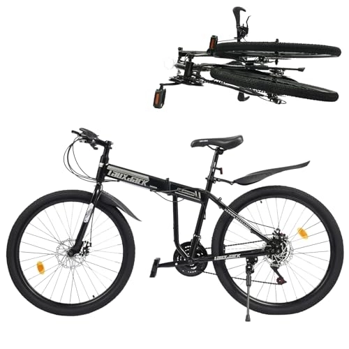 Plegables : Salmeee Bicicleta de montaña plegable de 26 pulgadas para jóvenes, bicicleta plegable de acero al carbono, freno de disco de 21 velocidades, bicicleta de montaña completa, marco de doble absorción de