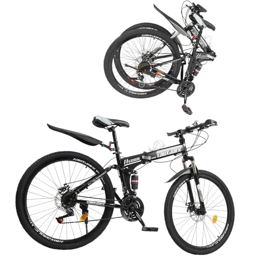 Plegables : Salmeee Bicicleta de montaña plegable de 26 pulgadas, para mujeres y hombres, 21 velocidades, para adultos, jóvenes, bicicleta de montaña, frenos de disco de acero al carbono, frenos de disco