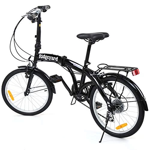 Plegables : Samger Bicicleta de 20 Pulgadas Bicicletas Plegables con Indicador LED, 7 Velocidades, Altura Ajustable