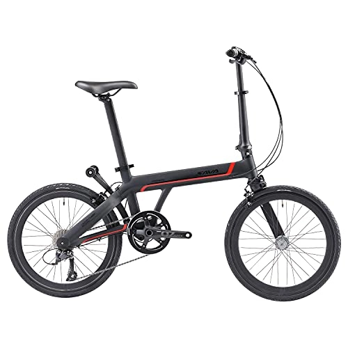 Plegables : SAVADECK Z1 Bicicleta Plegable de Carbono, 20 Pulgadas Bicicleta Plegable con Shimano Sora R3000 de 9 velocidades y Freno de Disco Doble Bicicleta de Ciudad portátil pequeña (Red Black(Brazo único))