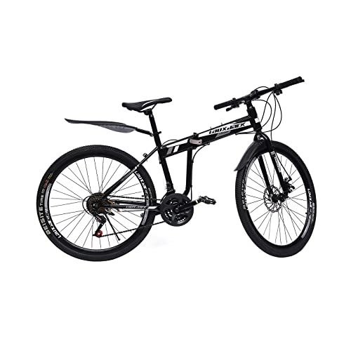 Plegables : SENDERPICK Bicicleta de montaña plegable de 26 pulgadas con frenos de disco de 21 velocidades (negro y blanco)