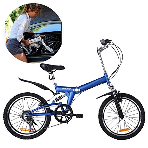 Plegables : Shhjjyp Bicicleta Plegable Bicicleta De Montaña Adulto 20 Pulgadas De Choque V Frenos Estudiante Bicicleta De Asalto Bicicleta De Plegable Coche Folding Bike Sport, Azul