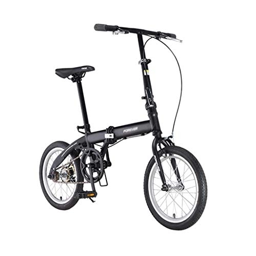Plegables : Shi xiang shop Bicicleta plegable portátil de 16 pulgadas para adultos, mini bicicleta de ciudad compacta de 1 velocidad, para niños, ligera más de 10 años de edad (color negro)