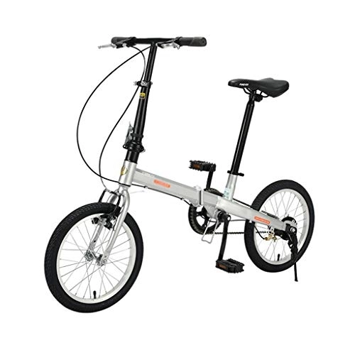 Plegables : Shi xiang shop Bicicletas plegables compactas de 16 pulgadas para adultos, portátil de 1 velocidad, mini bicicleta plegable urbana, para niños de 6 a 10 años (color: plata)