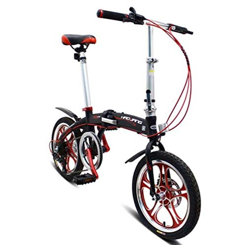 Plegables : SHIN Bicicleta Plegable Unisex Adulto Aluminio Urban Bici Ligera Estudiante Folding City Bike con Rueda De 16 Pulgadas, Manillar Y Sillin Confort Ajustables, 6 Velocidad, Capacidad 110kg / Black
