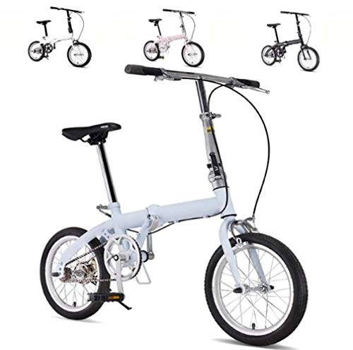 Plegables : SHIN Bicicleta Plegable Unisex Adulto Aluminio Urban Bici Ligera Estudiante Folding City Bike con Rueda De 16 Pulgadas, Manillar Y Sillin Confort Ajustables, Velocidad única, Capacidad 110kg / BLU
