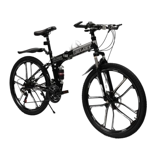 Plegables : SHZICMY Bicicleta de montaña plegable de 26 pulgadas con marco de doble absorción de impactos: frenos de disco, bicicletas con suspensión completa, perfectas para hombres y mujeres