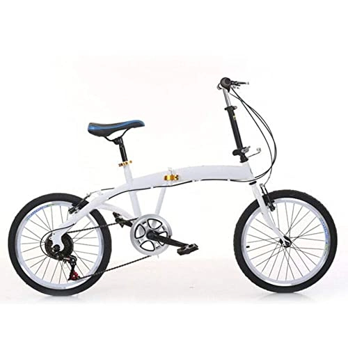 Plegables : SHZICMY Bicicleta plegable de 7 velocidades, bicicleta plegable, doble freno en V, 50 cm, color blanco