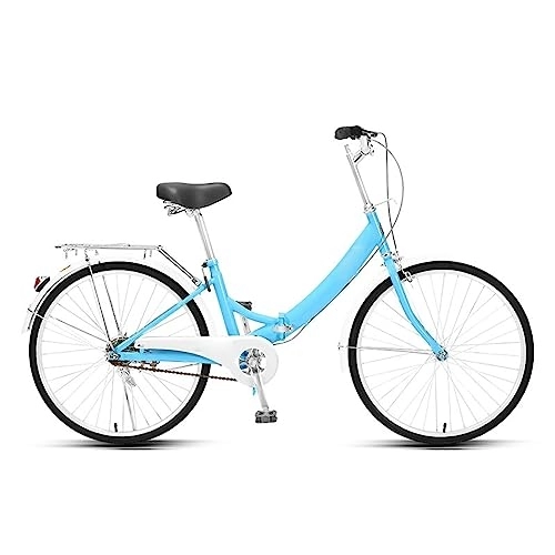 Plegables : SLDMJFSZ Bicicleta Plegable de 24 Pulgadas - Bicicleta Plegable portátil para Estudiantes para Hombres y Mujeres Bicicleta de Velocidad Plegable Bicicleta de amortiguación Ultraligera, Azul