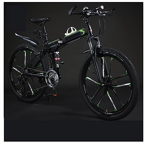 Plegables : SLDMJFSZ Bicicleta Plegable de 24 Pulgadas para Adultos, Bicicleta Plegable con Freno de Disco para Hombres, Mujeres y Adolescentes, Bicicleta Plegable para Exteriores, Black Green, 21speed