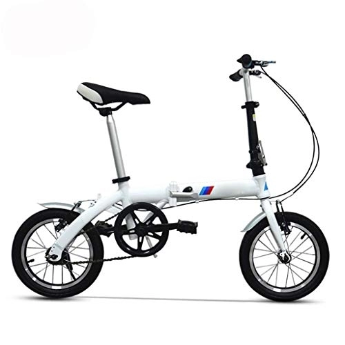 Plegables : Ssrsgyp Bicicleta Plegable Aleación De Aluminio para Trabajar Bicicleta De Ciudad Al Aire Libre Montaña Portátil Ruedas De 14 Pulgadas Frenos Unisex Delanteros Y Traseros En V (Color : White)