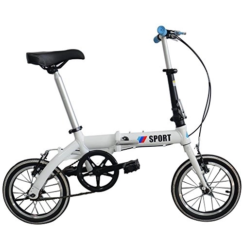 Plegables : Star Eleven Plegable bicicletas doble disco Fahrrad adulto de aluminio Mini bicicleta plegable bicicleta, blanco