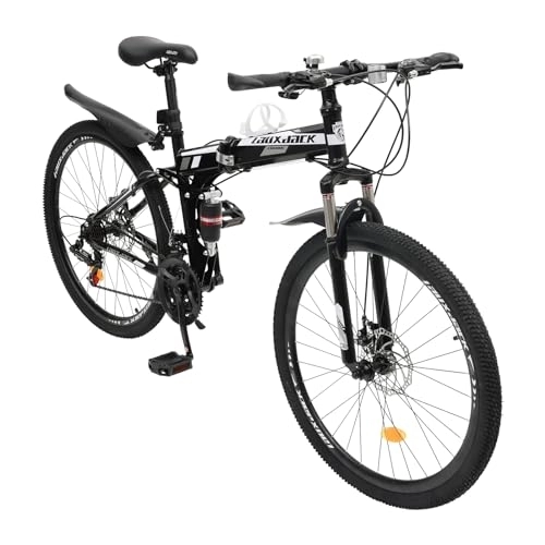 Plegables : sulckcys Bicicleta plegable de 26 pulgadas, bicicleta de montaña para adultos, bicicleta de montaña con suspensión completa, frenos de disco y guardabarros, bicicleta plegable de 21 velocidades para