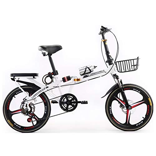 Plegables : Summerome Bicicleta Plegable, Ruedas de 20 Pulgadas, Transmisión de 7 velocidades, con Amortiguador de Bicicletas for Hombres y Mujeres señora Adulta Bicicletas (Color : White)