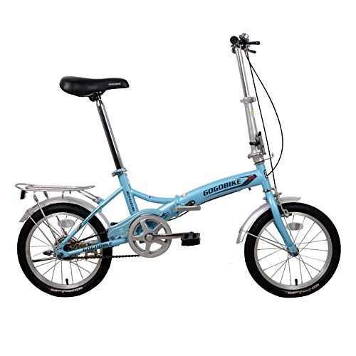 Plegables : SYLTL 16 / 20in Bicicleta Plegable Unisex Adulto IR a Trabajar Absorción de Choque Bicicleta Plegable Urbana Portátil Folding Bike, Azul, 20in
