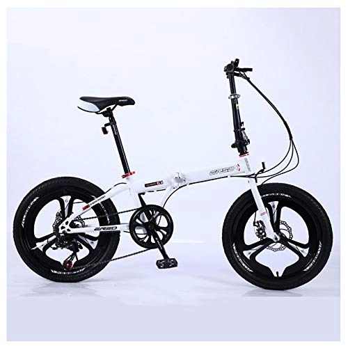 Plegables : SYLTL Bicicleta Plegable Ligero Unisex Adulto Velocidad Variable Folding Bicicleta Estudiante Portátil Bicicleta Plegable, Blanco, 18in