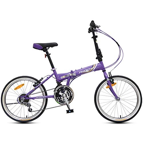Plegables : SYLTL Bicicleta Plegable Urbana 16in Porttil Velocidad Variable Adulto Unisex Bicicleta Plegable Aleacin de Aluminio Mini Folding Bicicleta, Prpura