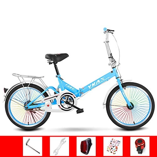 Plegables : SYLTL Folding Bike Adecuado para Altura 120-180 cm Unisex Portátil Bicicleta Plegable Velocidad Variable 20 Pulgadas Folding Bicicleta, Azul