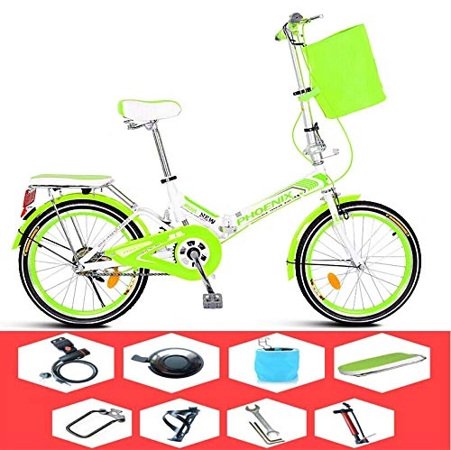 Plegables : SYLTL Folding Bike Unisex Adecuado para Altura 140-180 cm Porttil Bicicleta Plegable Folding Bicicleta Velocidad nica, Verde