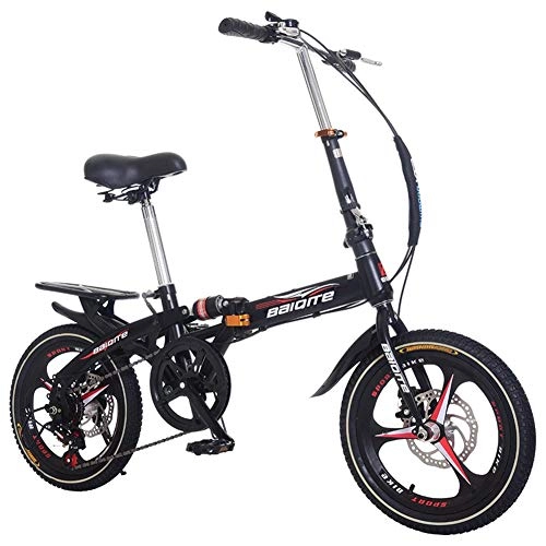 Plegables : SZKP0708 Bicicleta De Montaña Plegable De 20 Pulgadas, Freno De Agente De Doble Disco MTB Bicicleta Bicicleta Plegable De Velocidad Variable para Adolescentes Adultos (Color : Black)