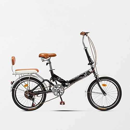 Plegables : SZKP0708 Bicicleta Plegable Ligera para Mujeres Y Adultos, con Velocidad Variable, para Estudiantes En Casa, Cuando Viajan Y En El Trabajo 150 * 65 * 95 Cm (Color : Black)