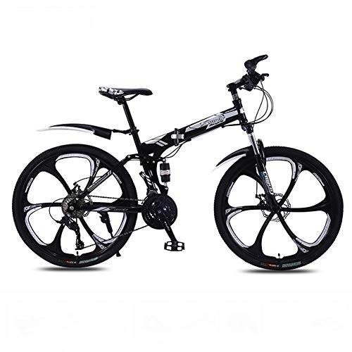 Plegables : SZKP0708 Freno De Disco Doble De 27 Velocidades con Suspensión Completa Antideslizante, Bicicletas Plegables De Bicicleta De Montaña, Bicicletas De Carreras De Velocidad Todoterreno (Color : Black)