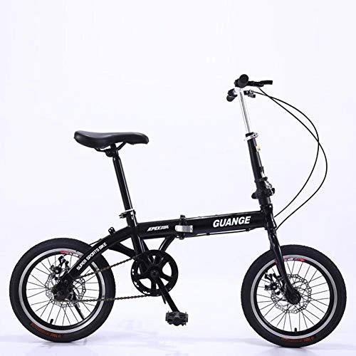 Plegables : SZKP0708 Mini Bicicleta Plegable De 16 Pulgadas, Bicicleta Hombre Adulto Mujer Luz Ciudad; Plegable, Elaio De Una Velocidad En Acero Al Carbono (Color : Black)