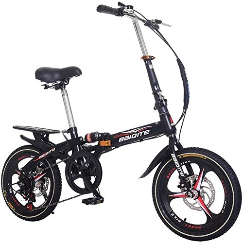 Plegables : SZKP0708 Mini Bicicleta Plegable Ligera De 20 Pulgadas, Bicicleta Portátil para Estudiantes Pequeños, Caja De Cambios De Freno De Disco Unisex Bicicleta Plegable (Color : Black)
