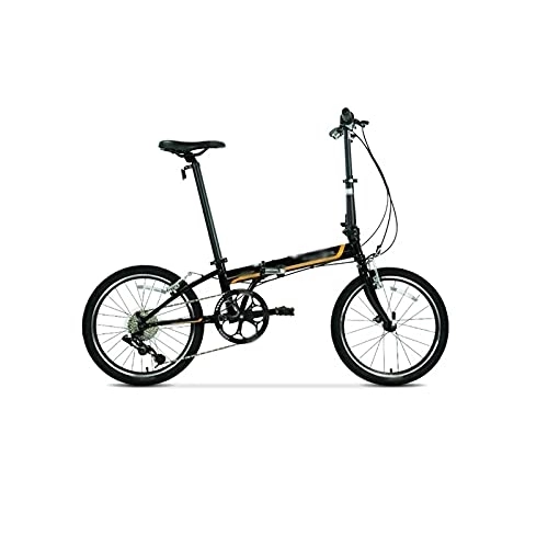 Plegables : TABKER Bicicleta de bicicleta, bicicleta plegable de 8 velocidades, marco de acero al cromo molibdeno fácil de llevar a la ciudad, desplazarse al trabajo, deportes al aire libre (Color: Schwarz)