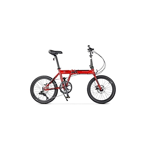 Plegables : TABKER Bicicleta plegable bicicleta marco de aleación de aluminio freno de disco de 9 velocidades súper ligero transporte ciudad viajero ciclismo (color: rojo)