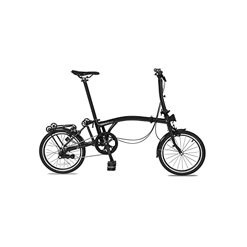 Plegables : TABKER Bicicleta plegable bicicleta plegable de 16 pulgadas hecha de 3 velocidades mango en S de acero al cromo molibdeno interno 3 velocidades marco de acero (color: negro, tamaño: interno 3